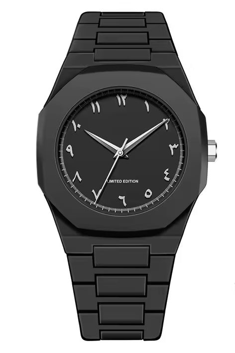 Arabic Styled Numeral Dial Minimalist Plastic Waterproof Watch