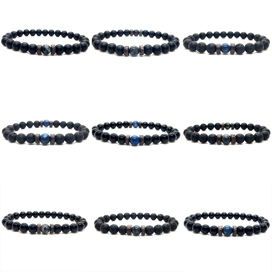 Lava Stone Natural Moonstone Bead Tibetan Buddha Bracelet