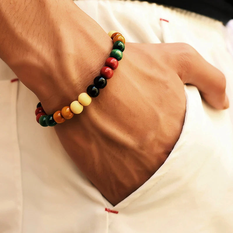Lava Stone Natural Moonstone Bead Tibetan Buddha Bracelet