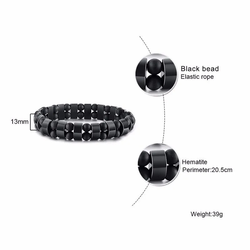 Vnox Stretch Black Bracelets Hematite Tiger Eye Beads Bracelets