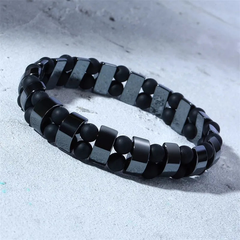 Vnox Stretch Black Bracelets Hematite Tiger Eye Beads Bracelets