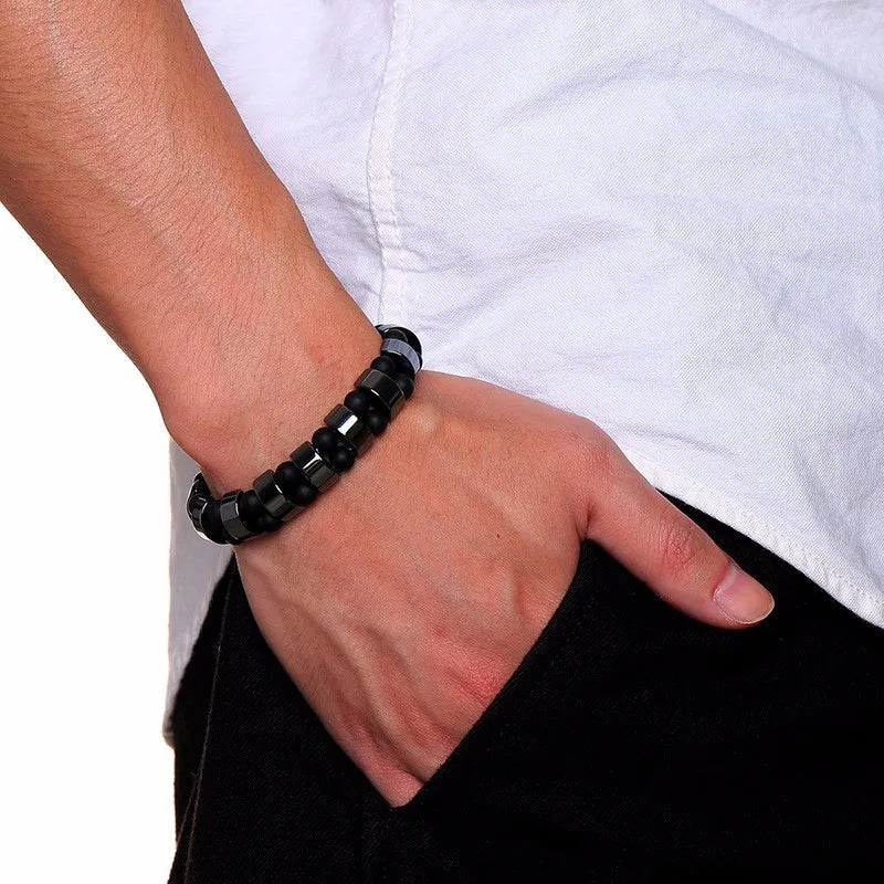 Vnox Stretch Black Bracelets Hematite Tiger Eye Beads Bracelets