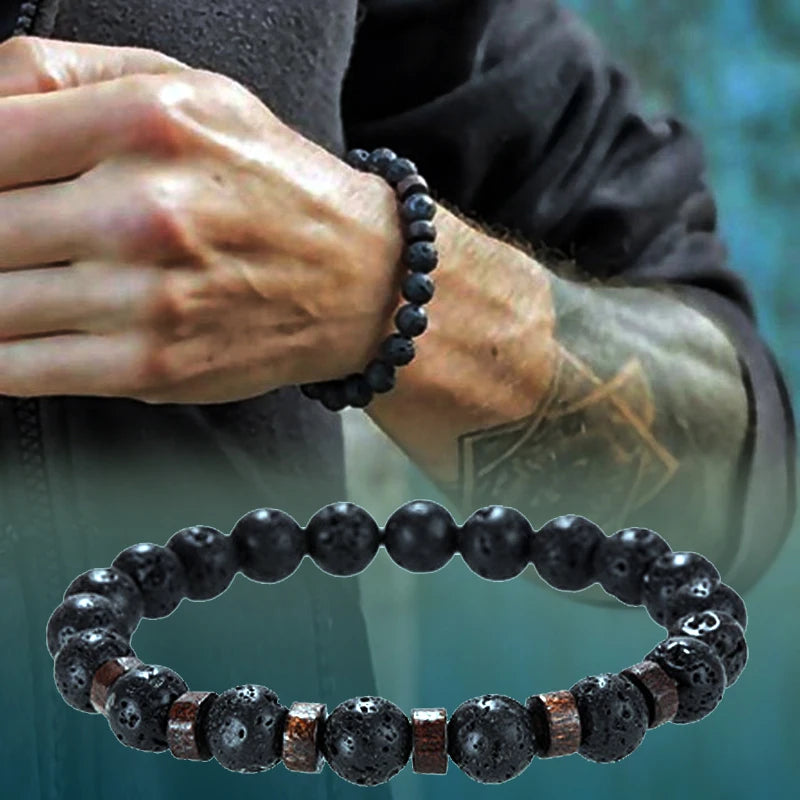 Lava Stone Natural Moonstone Bead Tibetan Buddha Bracelet