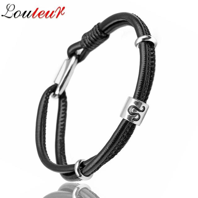 Genuine Constellation 12 Zodiac Signs Leather Bracelet