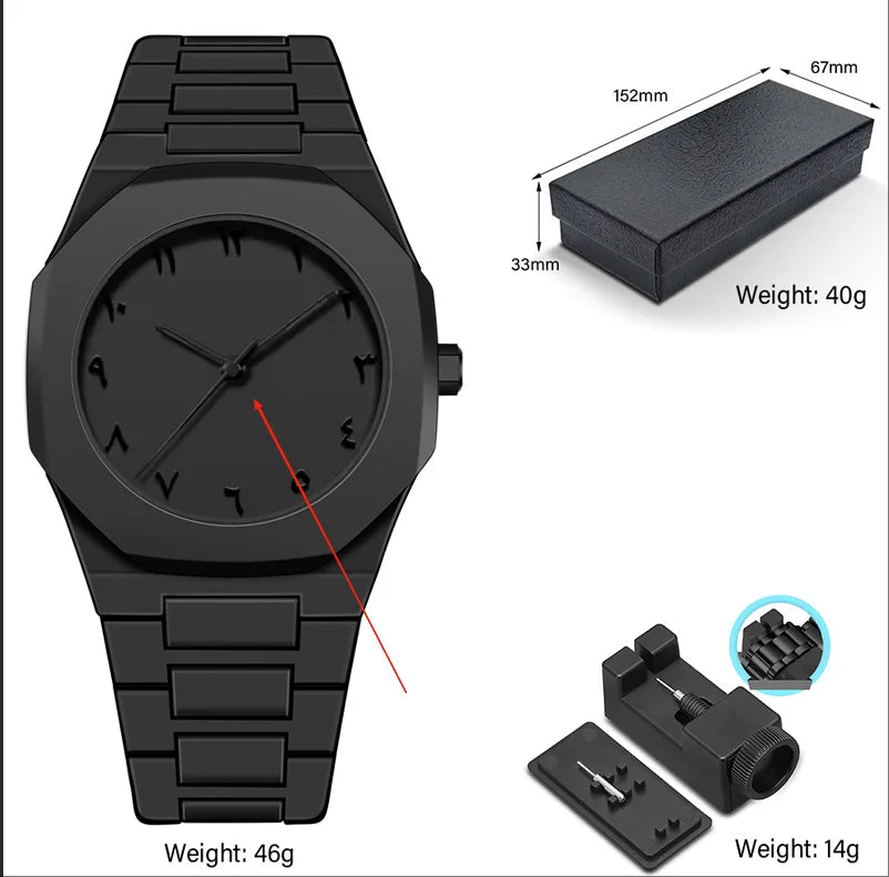 Arabic Styled Numeral Dial Minimalist Plastic Waterproof Watch