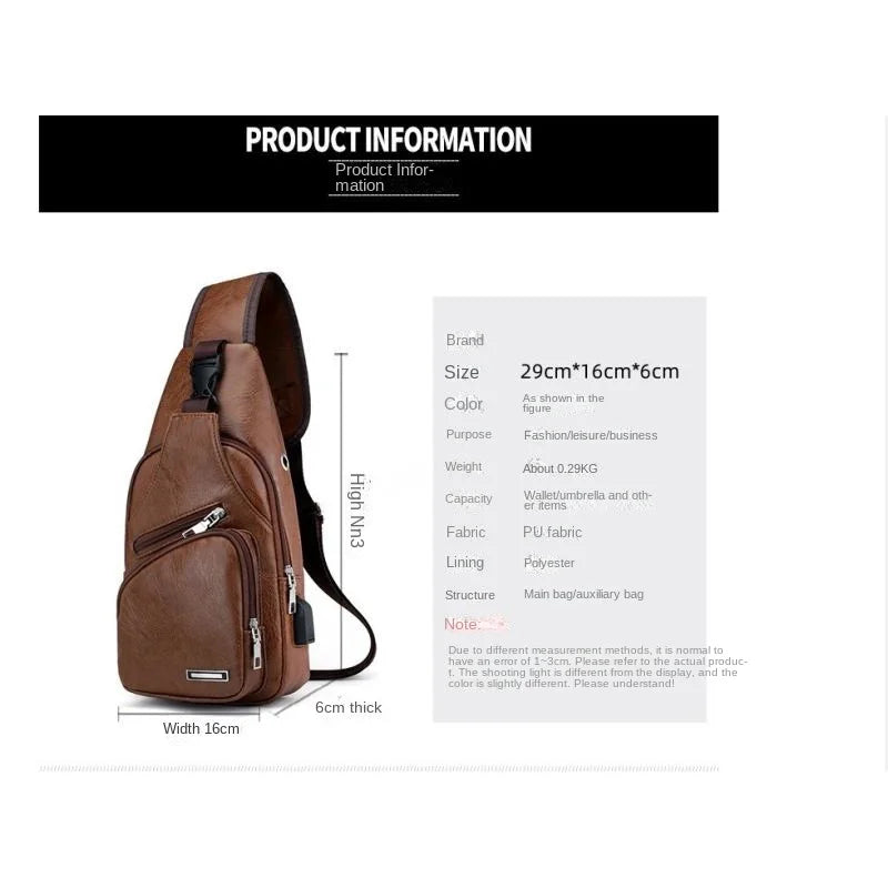 Chest Bag Portable Large Capacity Leather Style