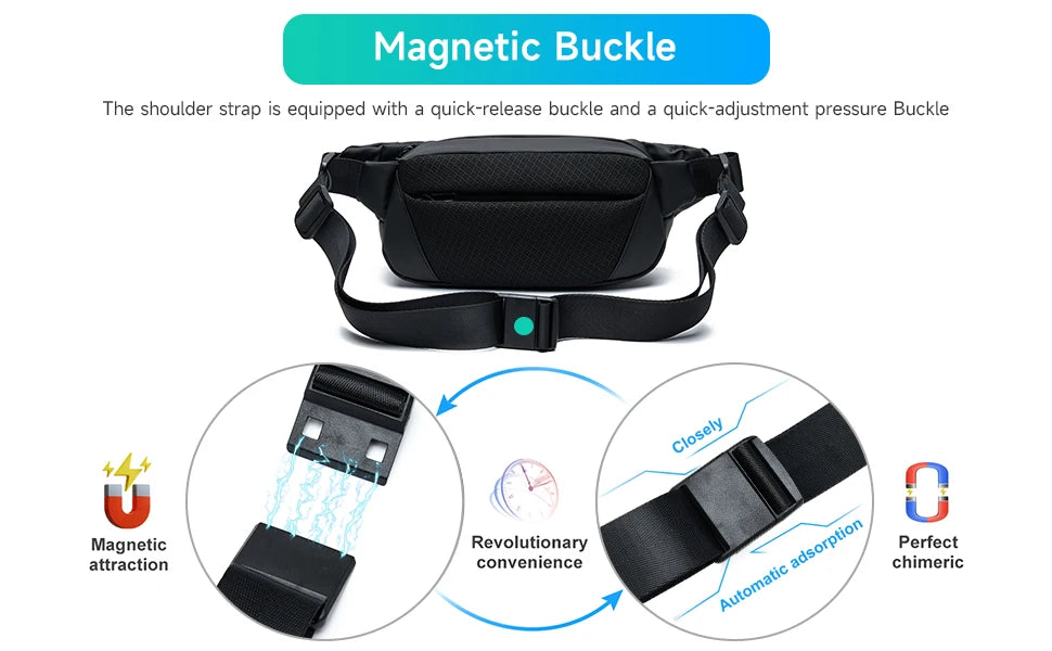 Waterproof Chest Bag, Solid Crossbody Bag for Travel & Sports