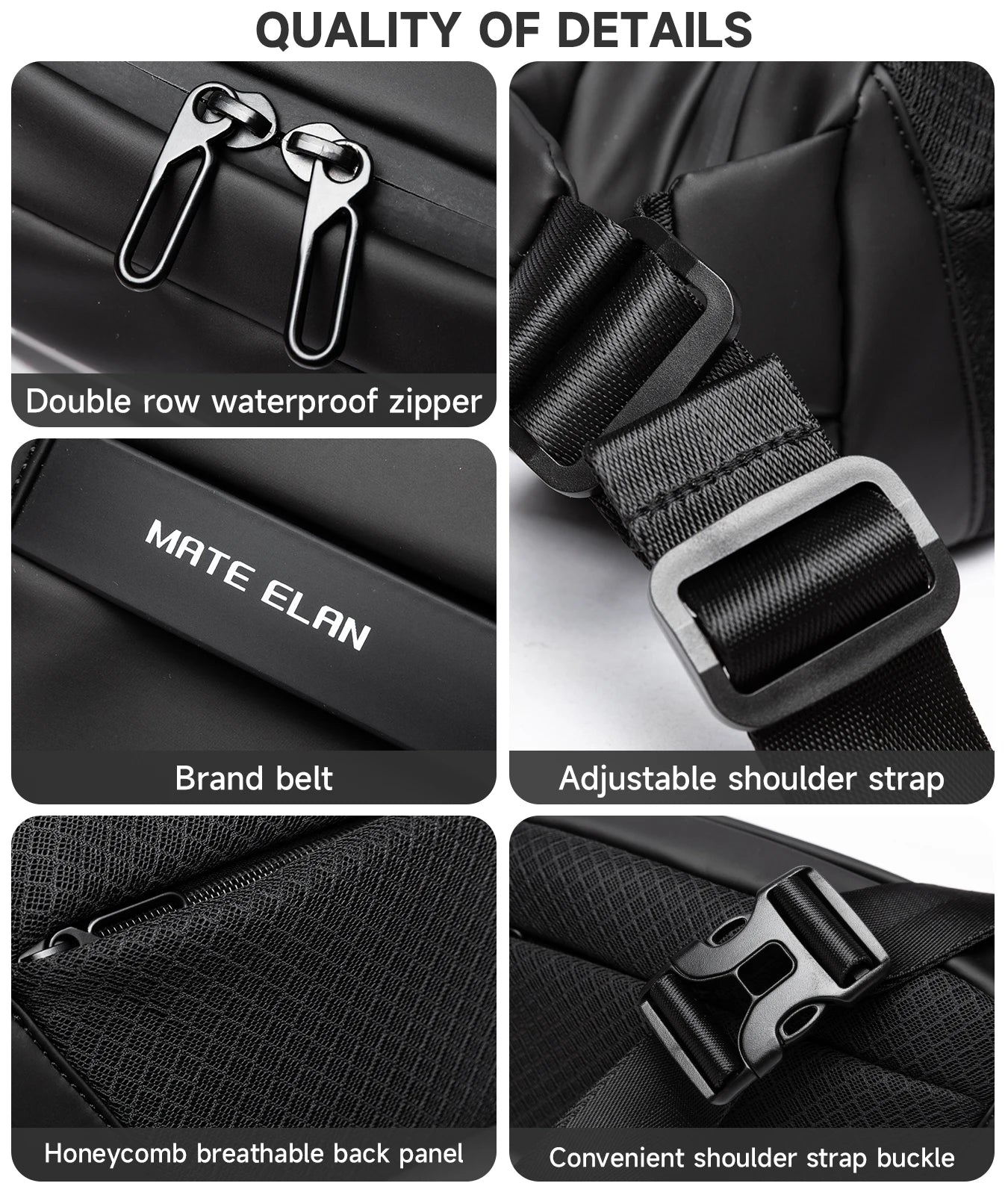 Waterproof Chest Bag, Solid Crossbody Bag for Travel & Sports
