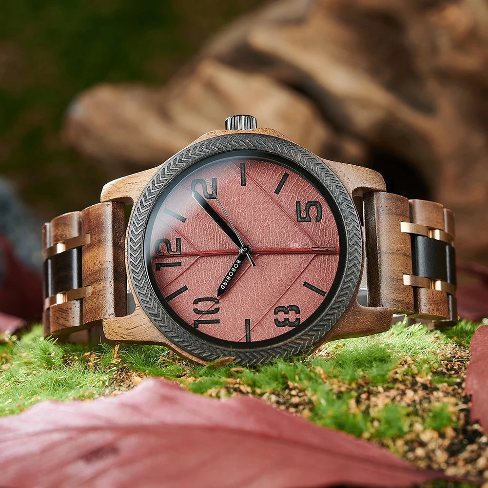 BBRD Leaf Dial Wooden Wristwatch