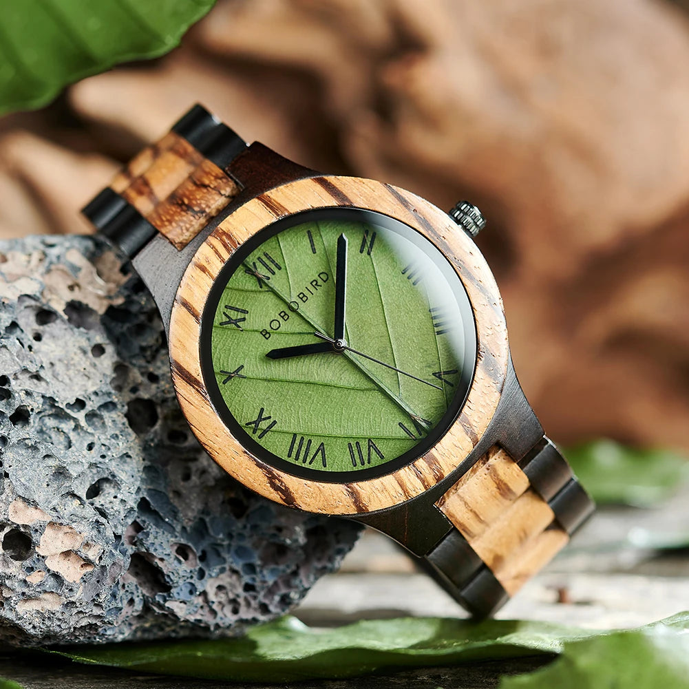 BBRD Leaf Dial Wooden Wristwatch