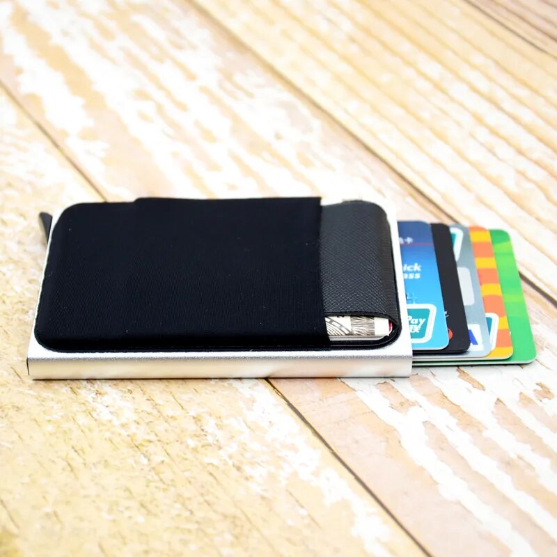 Slim Aluminum Wallet Mini RFID Wallet Automatic Pop up Bank Card Case