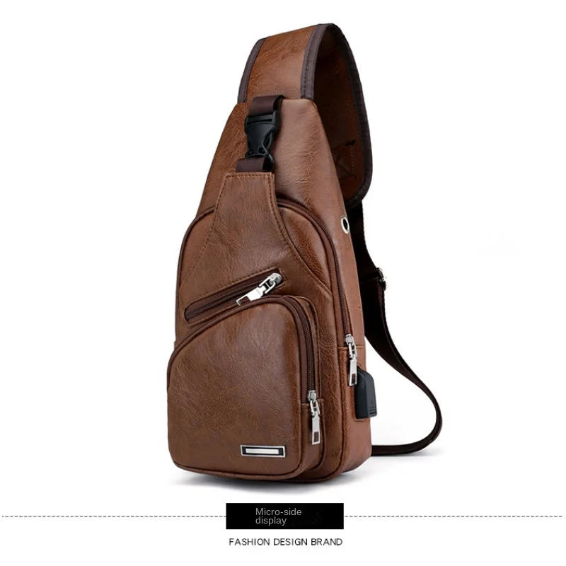 Chest Bag Portable Large Capacity Leather Style