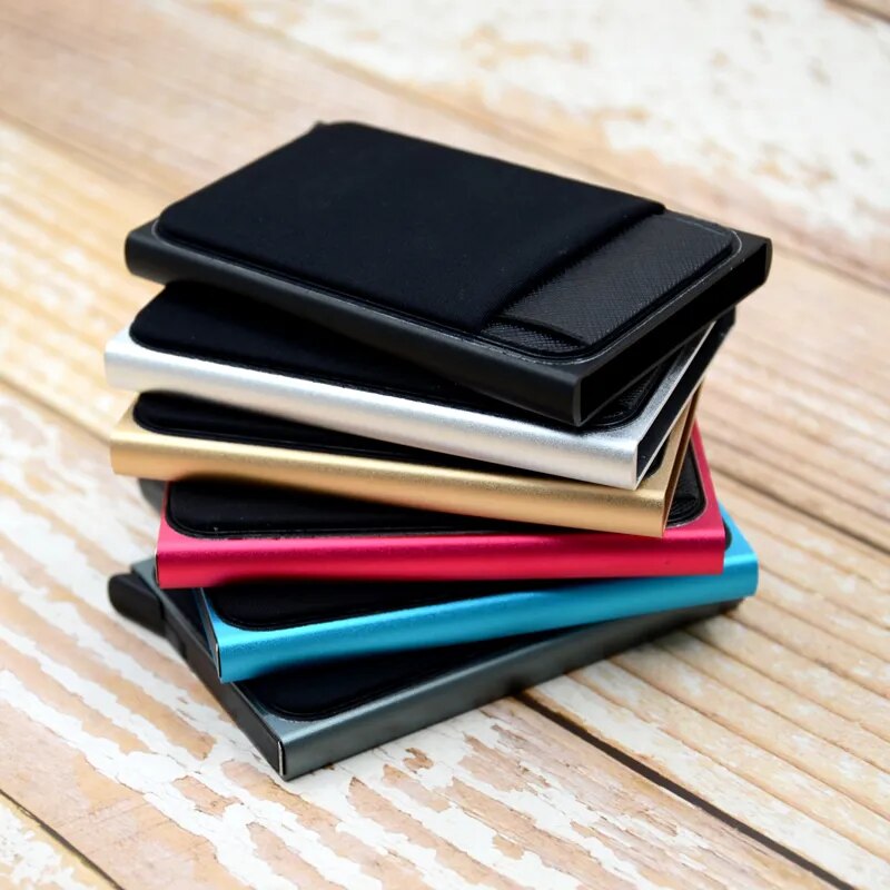 Slim Aluminum Wallet Mini RFID Wallet Automatic Pop up Bank Card Case