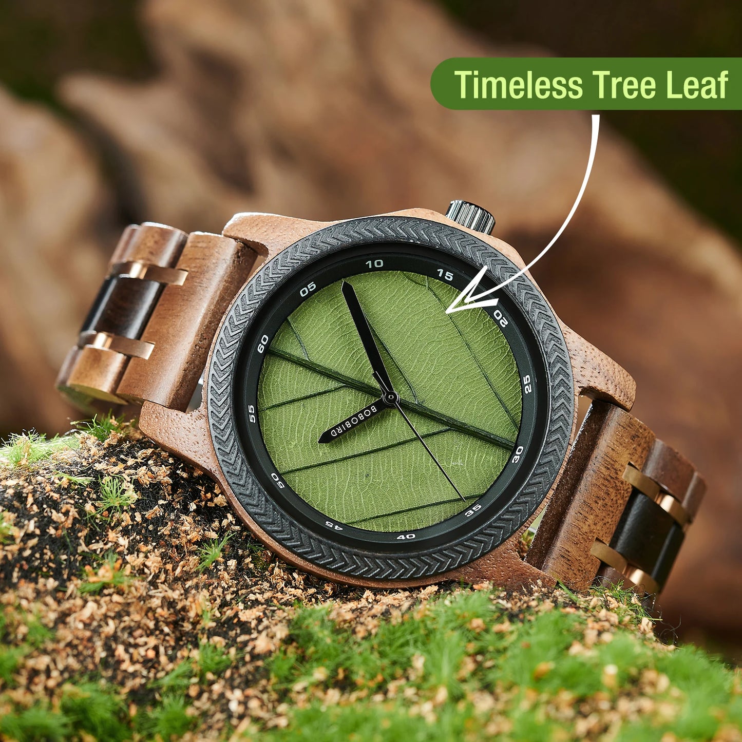 BBRD Leaf Dial Wooden Wristwatch