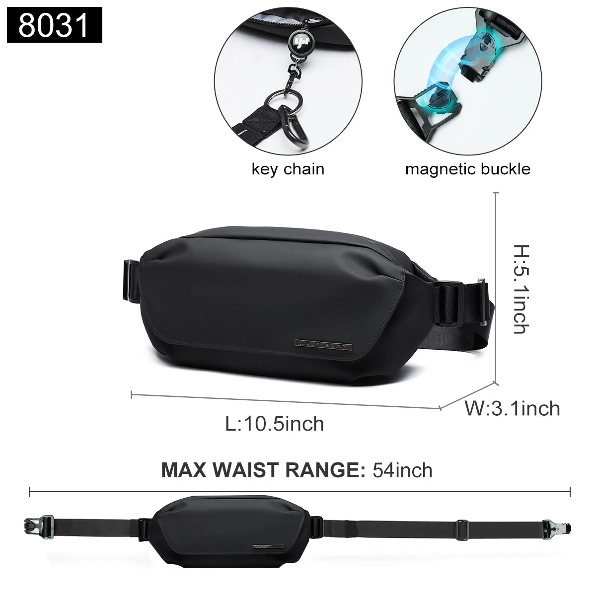 Waterproof Chest Bag, Solid Crossbody Bag for Travel & Sports