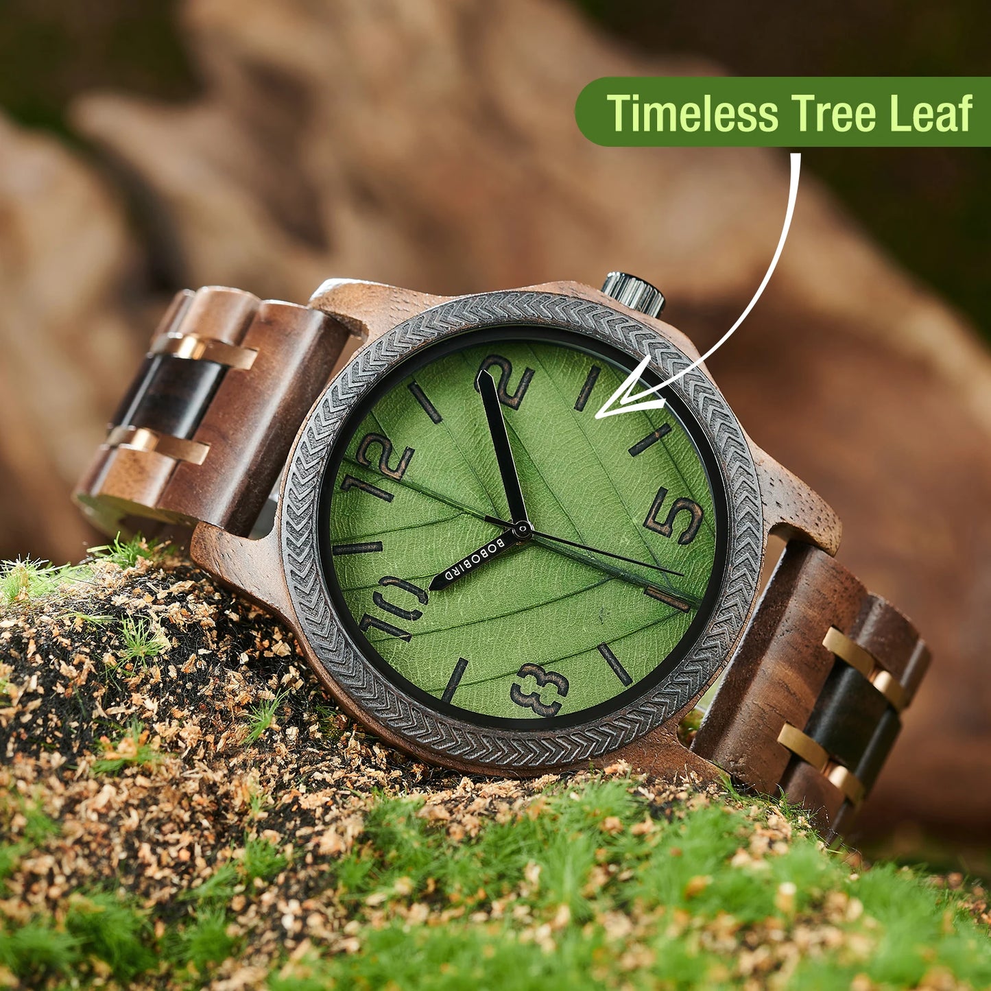 BBRD Leaf Dial Wooden Wristwatch