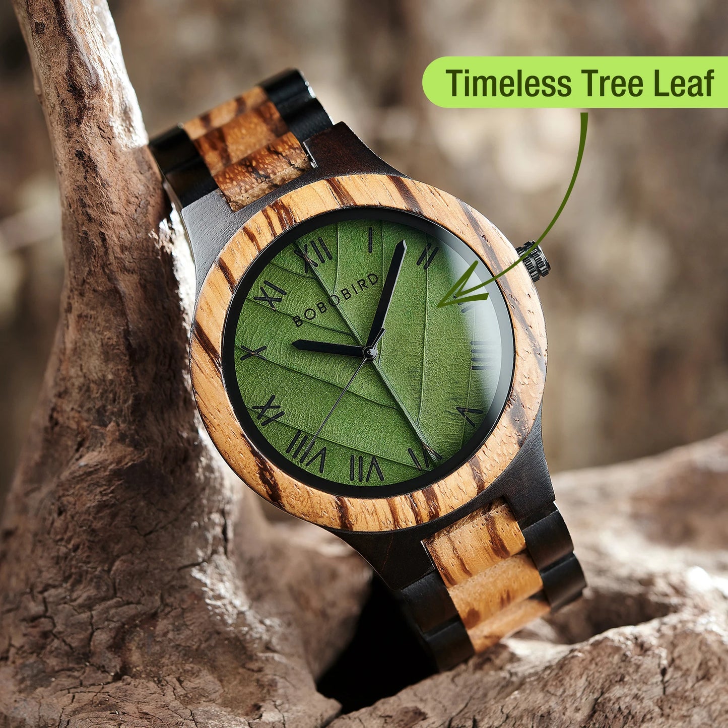 BBRD Leaf Dial Wooden Wristwatch