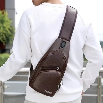 Chest Bag Portable Large Capacity Leather Style