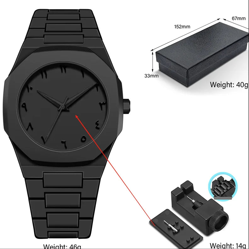 Arabic Styled Numeral Dial Minimalist Plastic Waterproof Watch