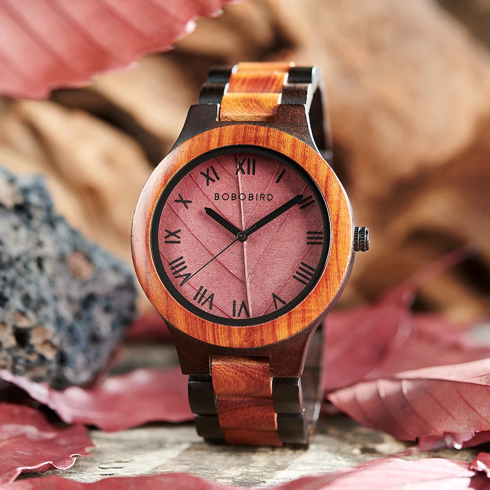 BBRD Leaf Dial Wooden Wristwatch