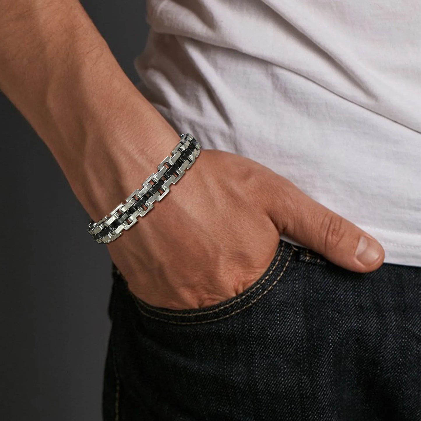 Vnox Stylish Strap Chain Bracelets