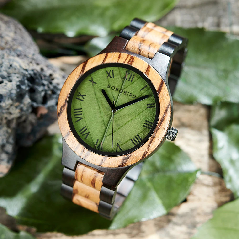BBRD Leaf Dial Wooden Wristwatch