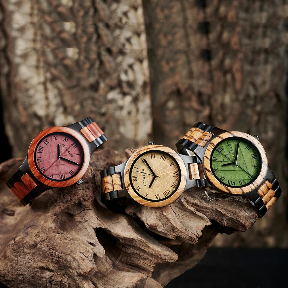 BBRD Leaf Dial Wooden Wristwatch
