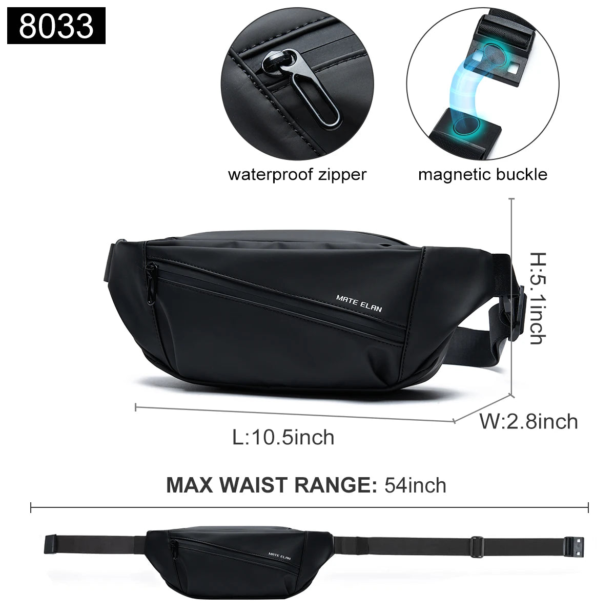 Waterproof Chest Bag, Solid Crossbody Bag for Travel & Sports
