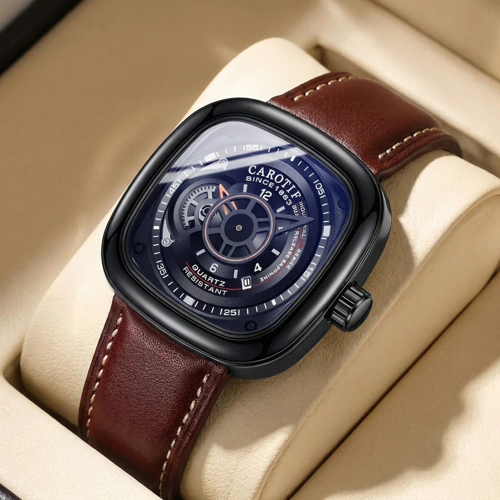 1pcs Men's Pink Dial Alloy Strap Vintage Fashion Open Heart Fashion Details Quartz Watch for Daily Business Party Holiday
