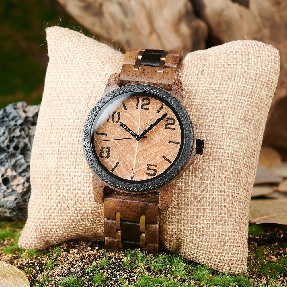BBRD Leaf Dial Wooden Wristwatch