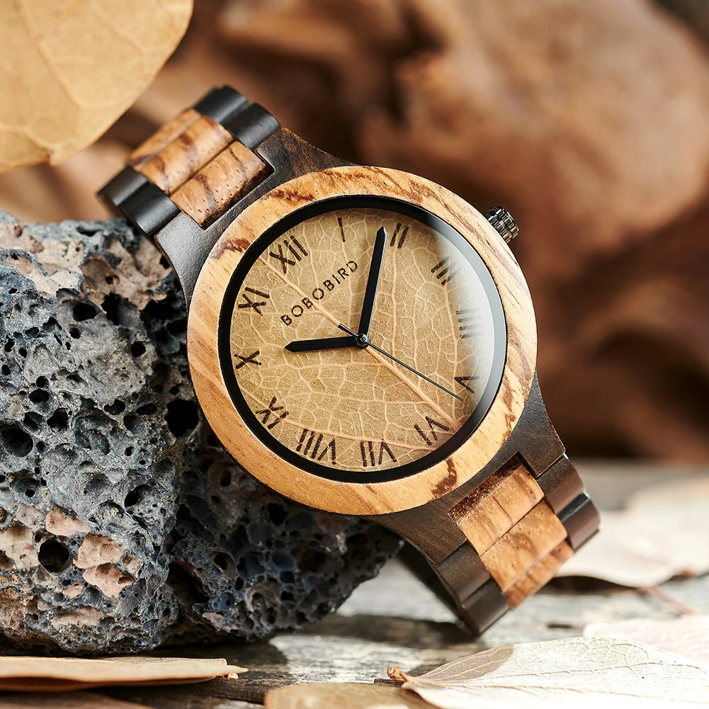 BBRD Leaf Dial Wooden Wristwatch