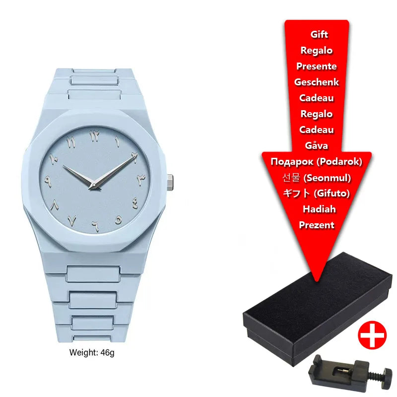 Arabic Styled Numeral Dial Minimalist Plastic Waterproof Watch