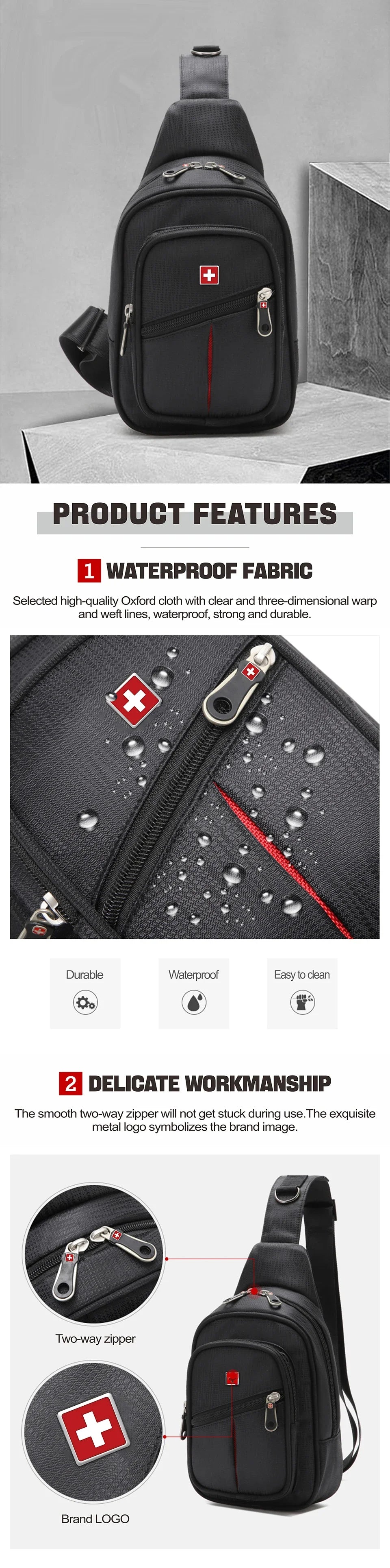 SM Chest Sling Water Proof Large Space Travel Bag