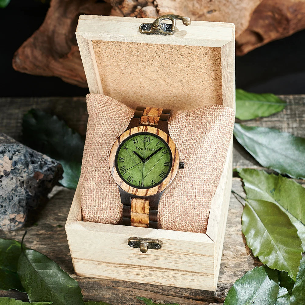 BBRD Leaf Dial Wooden Wristwatch