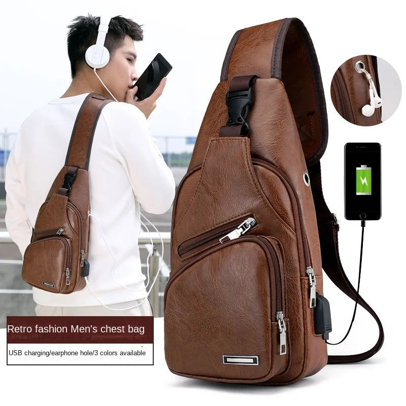 Chest Bag Portable Large Capacity Leather Style