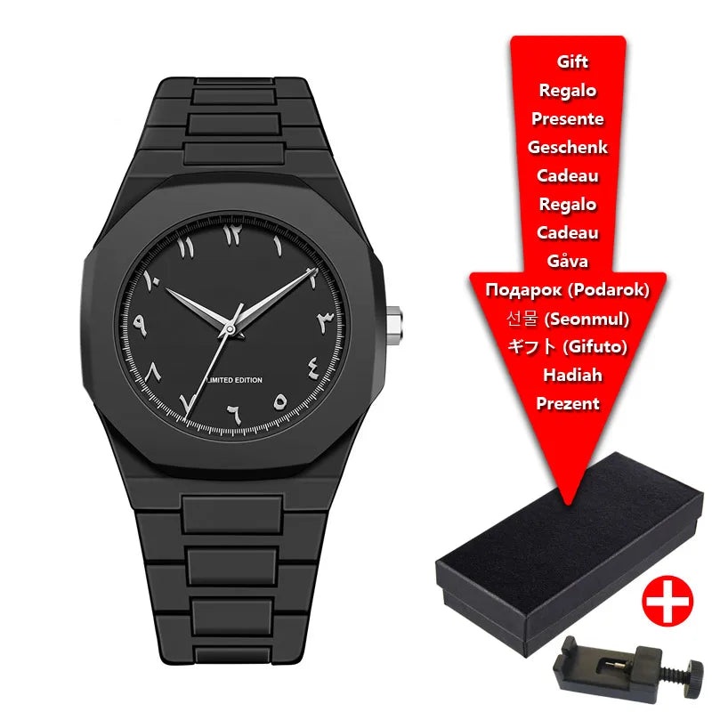 Arabic Styled Numeral Dial Minimalist Plastic Waterproof Watch