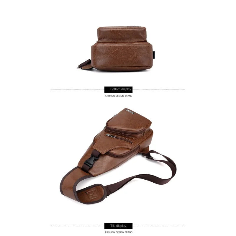 Chest Bag Portable Large Capacity Leather Style