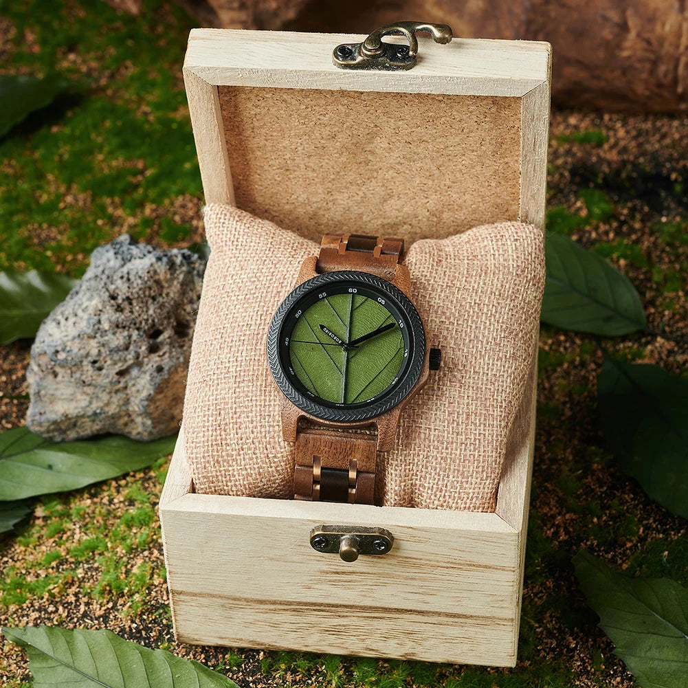BBRD Leaf Dial Wooden Wristwatch