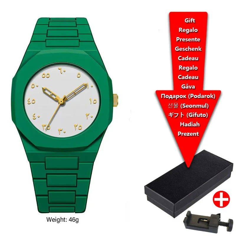 Arabic Styled Numeral Dial Minimalist Plastic Waterproof Watch