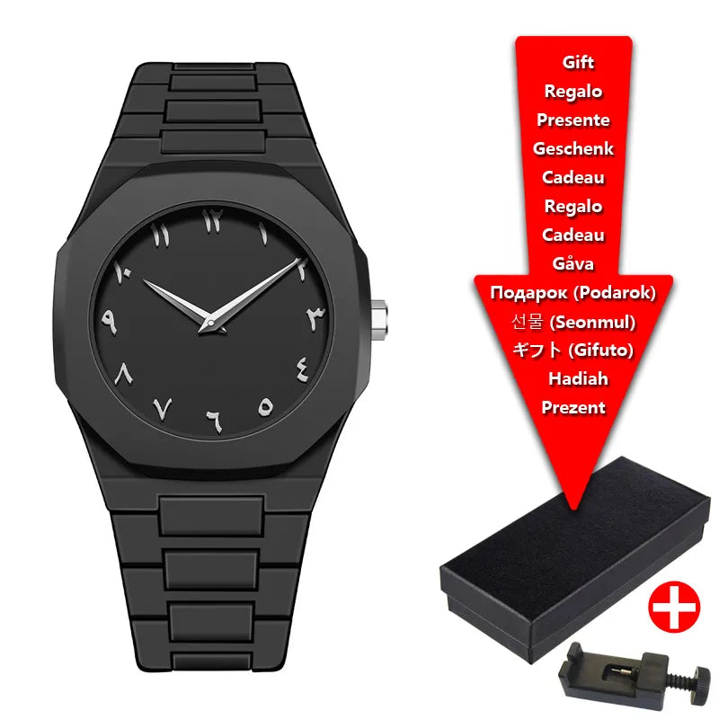 Arabic Styled Numeral Dial Minimalist Plastic Waterproof Watch