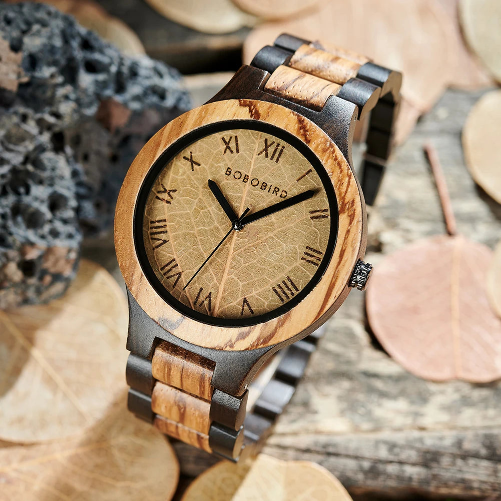 BBRD Leaf Dial Wooden Wristwatch