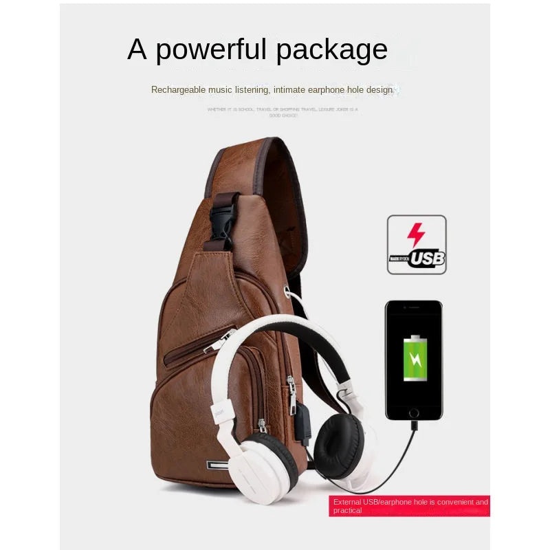 Chest Bag Portable Large Capacity Leather Style