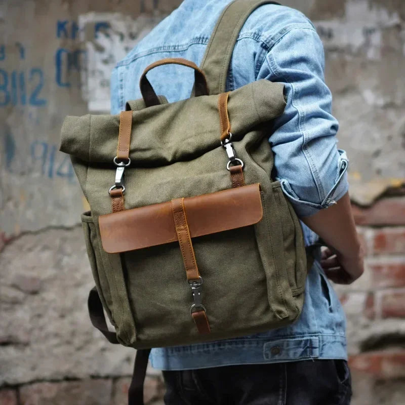 Canvas Leather Backpack