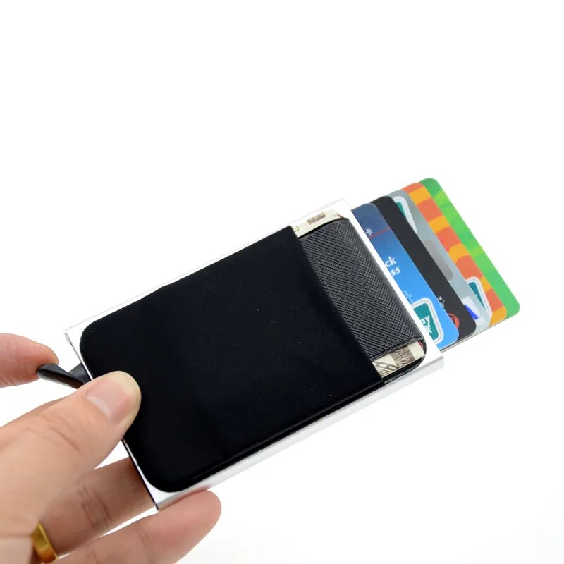Slim Aluminum Wallet Mini RFID Wallet Automatic Pop up Bank Card Case