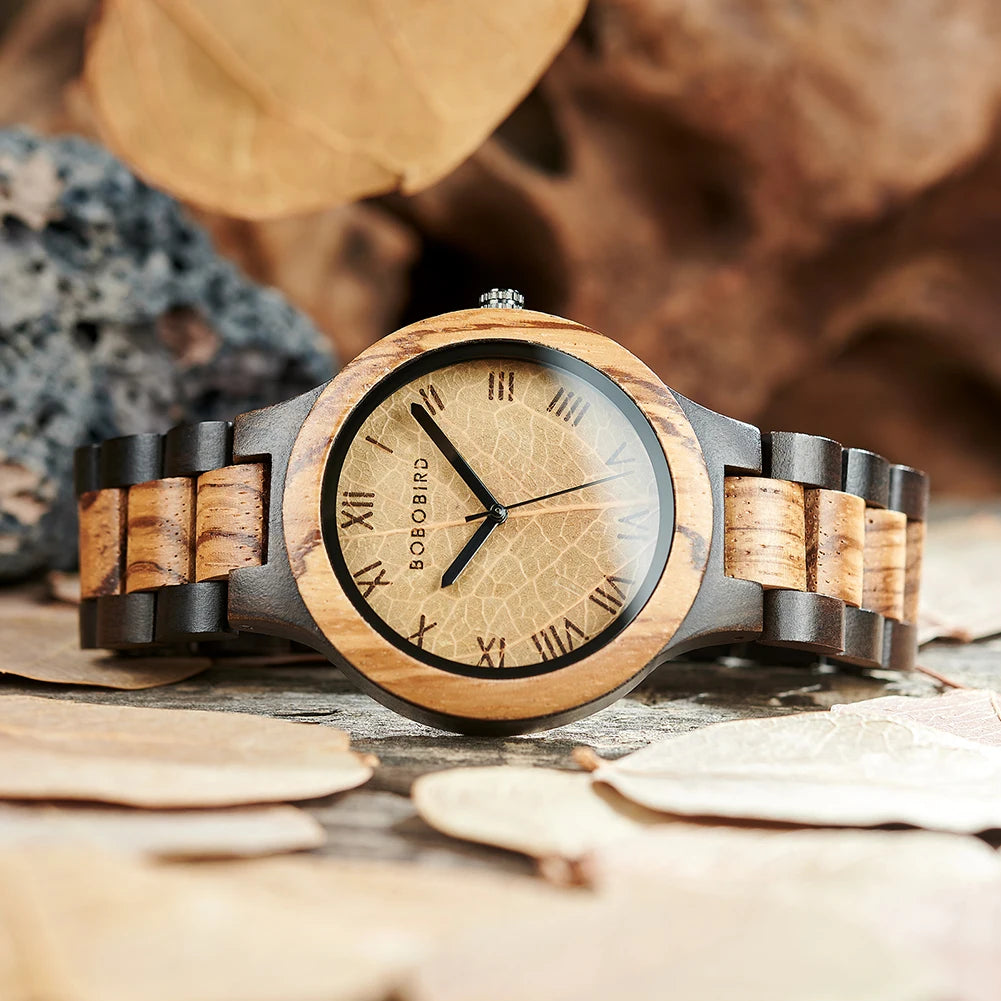 BBRD Leaf Dial Wooden Wristwatch
