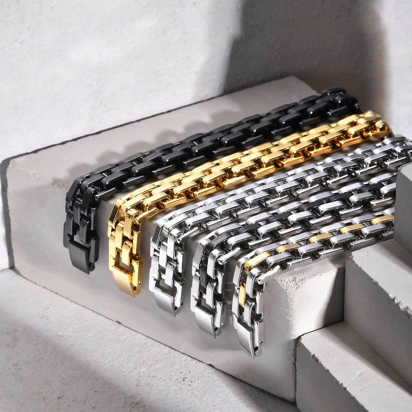 Vnox Stylish Strap Chain Bracelets