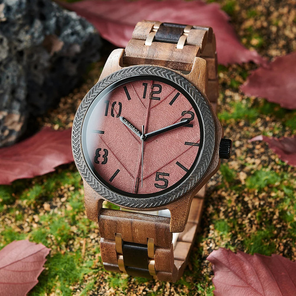 BBRD Leaf Dial Wooden Wristwatch