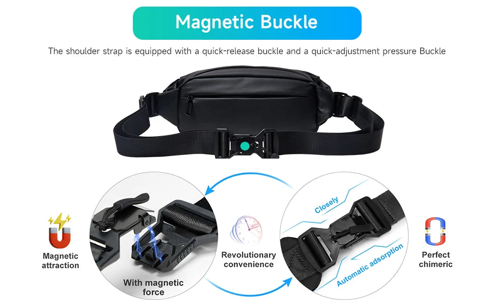 Waterproof Chest Bag, Solid Crossbody Bag for Travel & Sports
