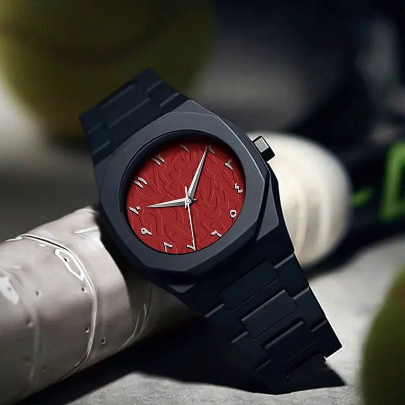 Arabic Styled Numeral Dial Minimalist Plastic Waterproof Watch