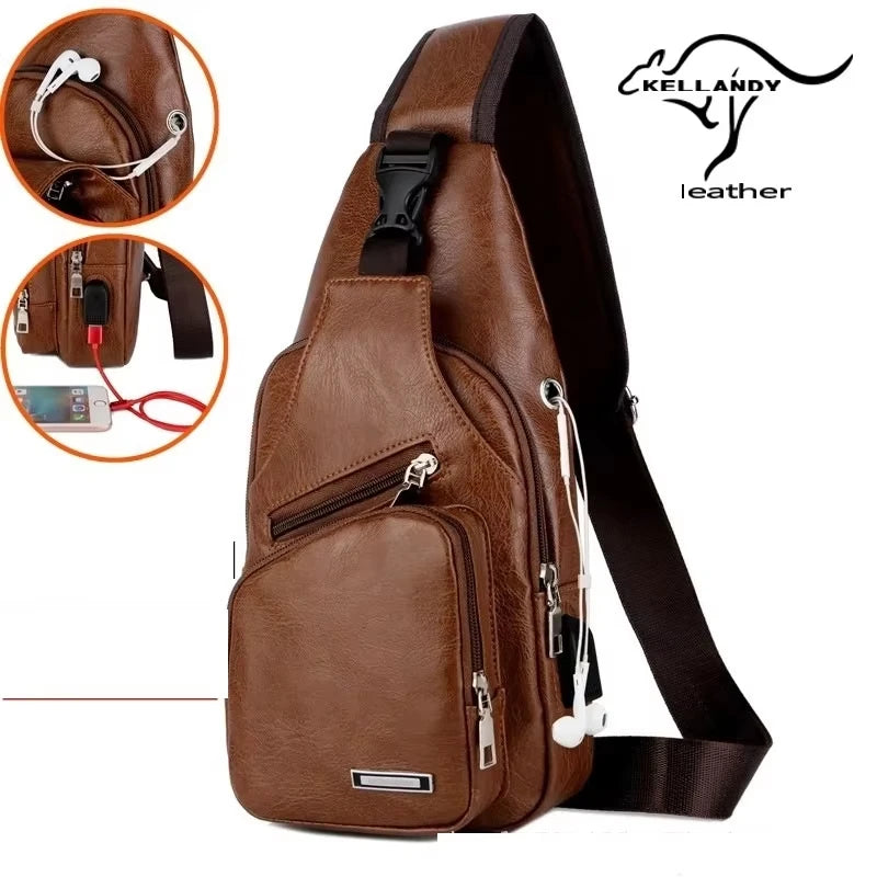 Chest Bag Portable Large Capacity Leather Style
